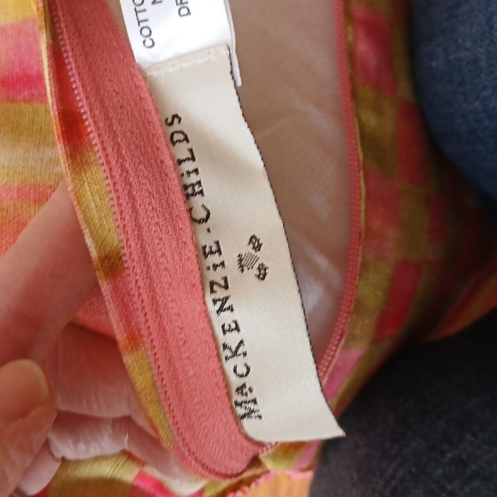 Mackenzie-Childs Parrot Tulip Check Tassled Pillow ■ Retired Vintage Design - Picture 7 of 9